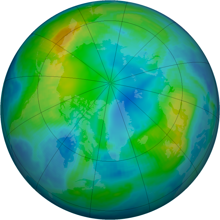 Arctic ozone map for 29 October 1998